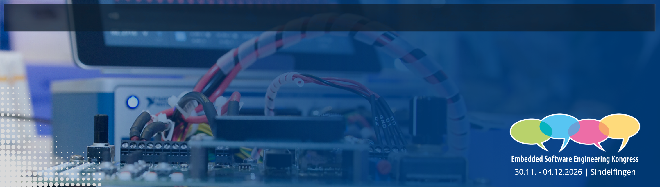 Header Banner für die Konferenz: Embedded Software Engineering Kongress. Diese geht vom 30. November 2026 bis 4. Dezember 2026 in Sindelfingen.